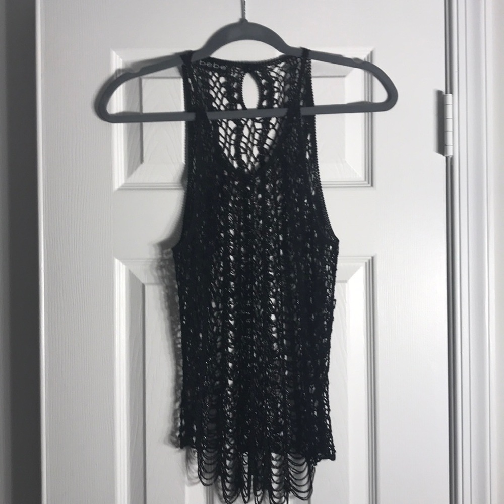 BEBE intricate black top